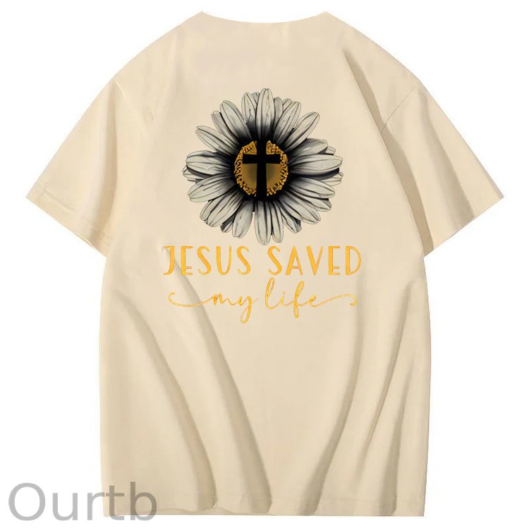 Jesus Saves My Life Pattern100% Cotton T-Shirt