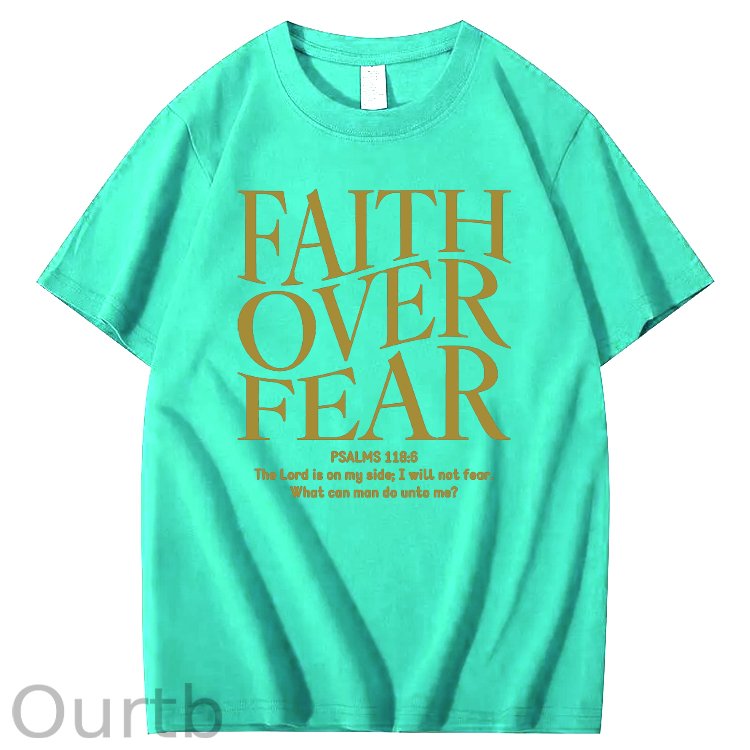 Faith Over Fear Pattern Printing Print Crew Neck T-Shirt