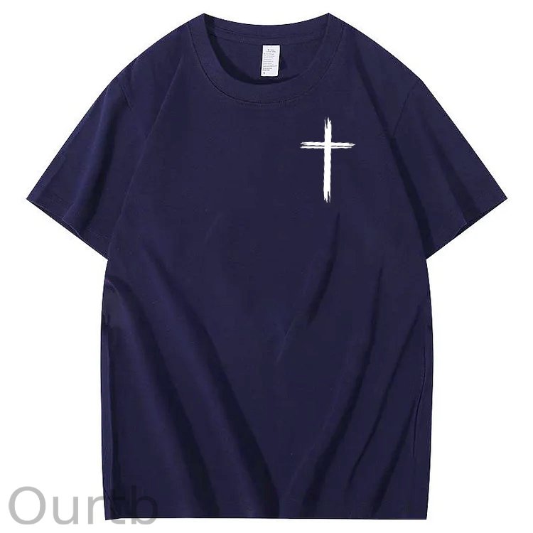 Jesus Died For Me Now I Live For Him Pattern Crew Neck T-Shirt