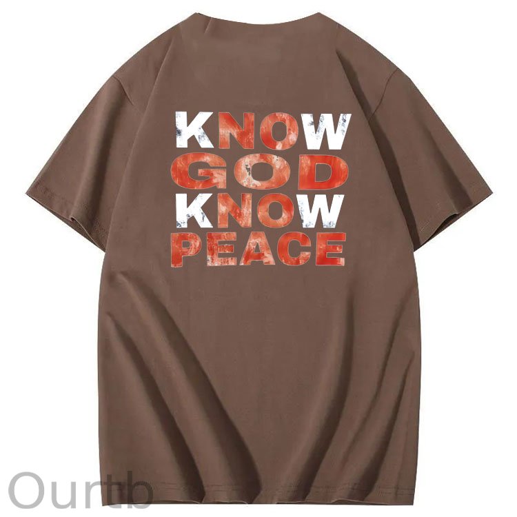 Know God Know Peace Pattern  Print 100%Cotton T-Shirt