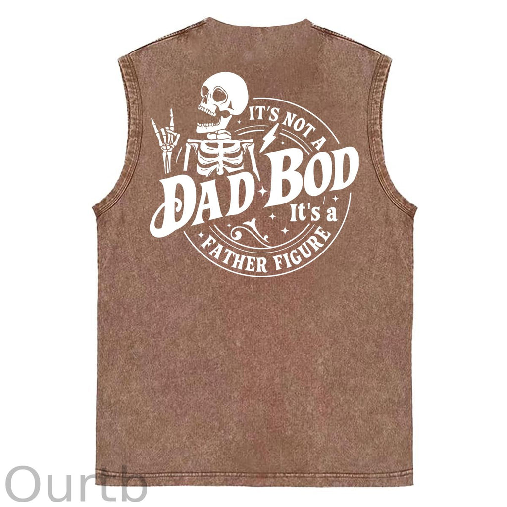 It's Not A Dad Bod It's A Father Figure Print Washed Cotton Sleeveless Tank Tops