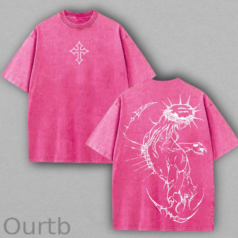 Jesus Cross Washed Cotton T-Shirt