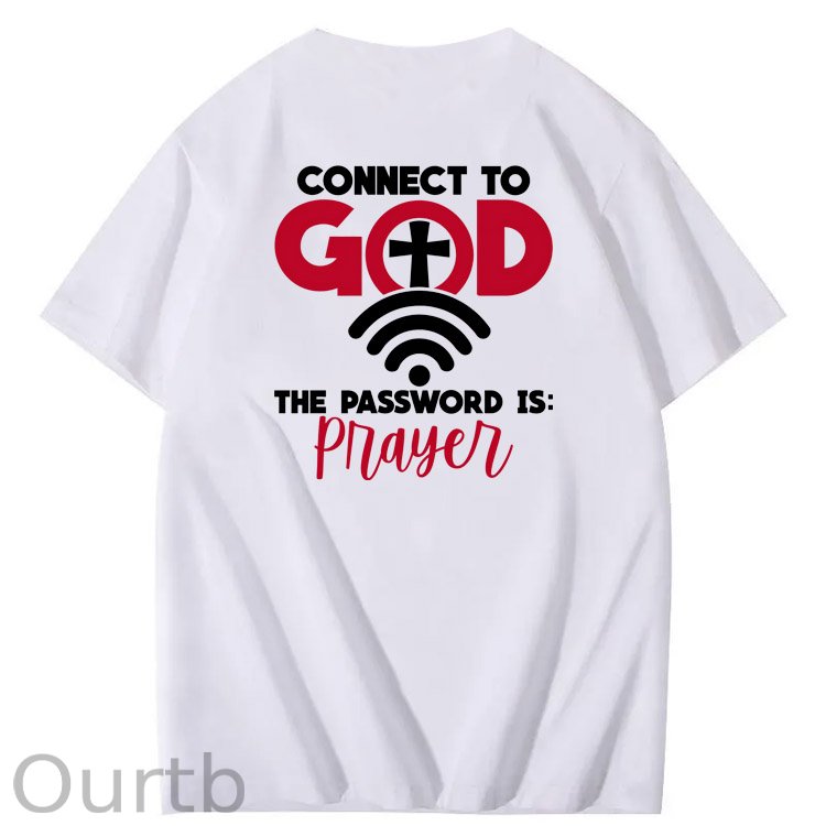 Connect To God The Password is Pattern  Print 100%Cotton T-Shirt