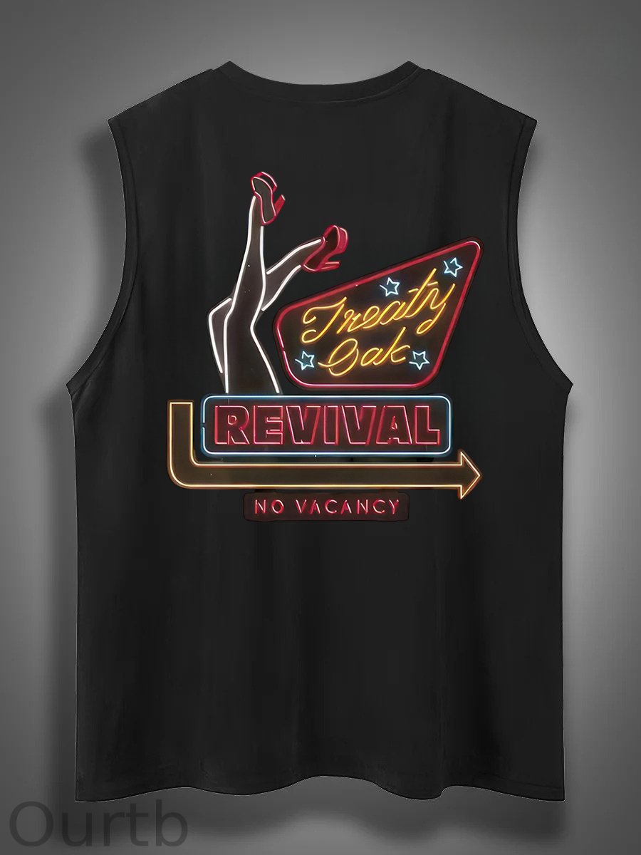 Treaty Oak Revival Print Cotton Sleeveless Tank Tops