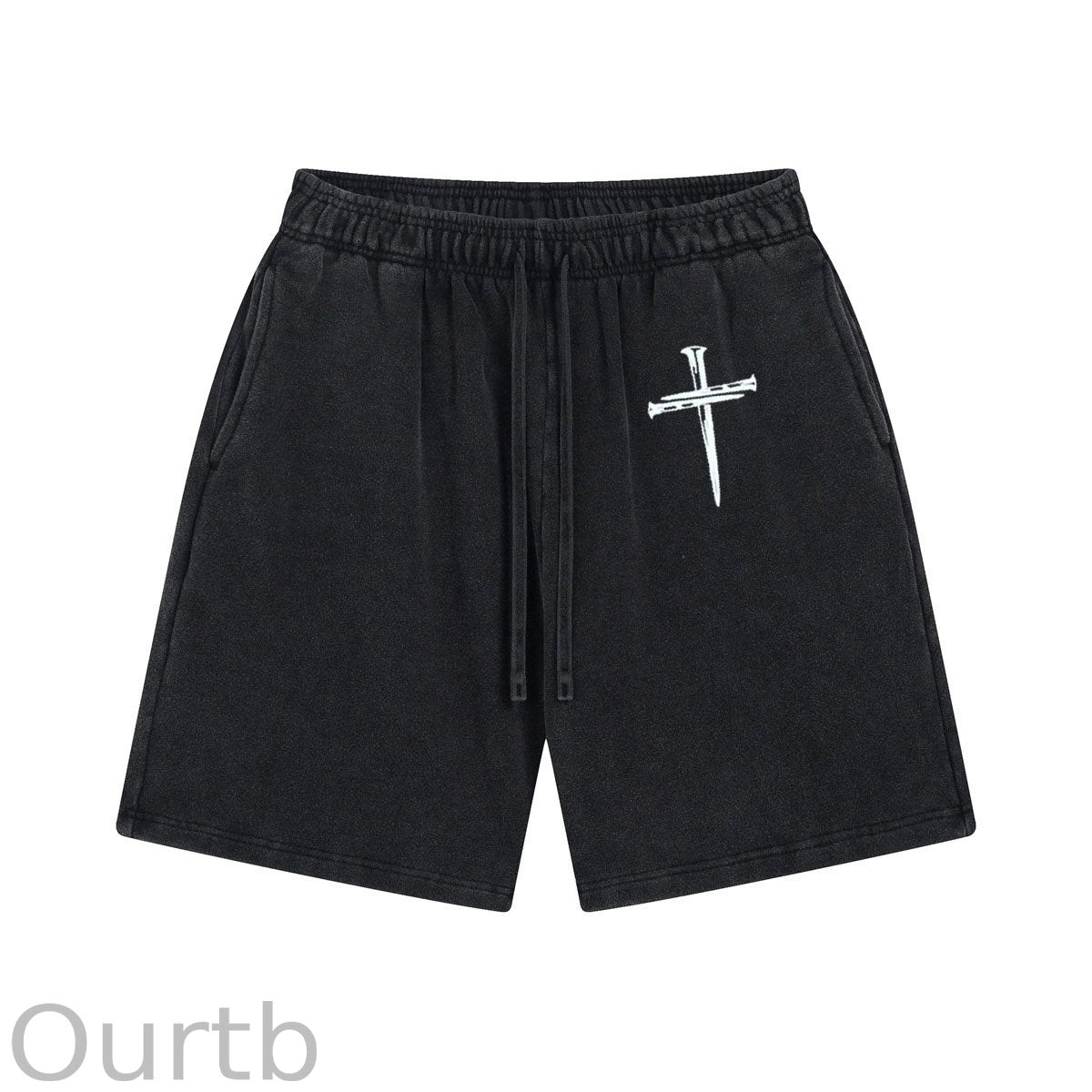 Nails Cross Pattern Print Craft Shorts Pants