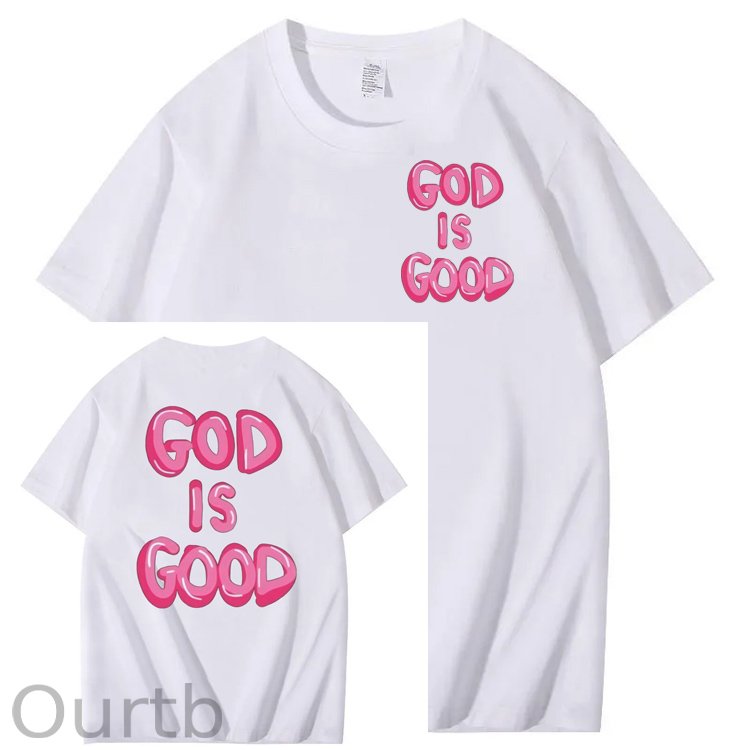 God Is Good Pattern  Print 100%Cotton T-Shirt