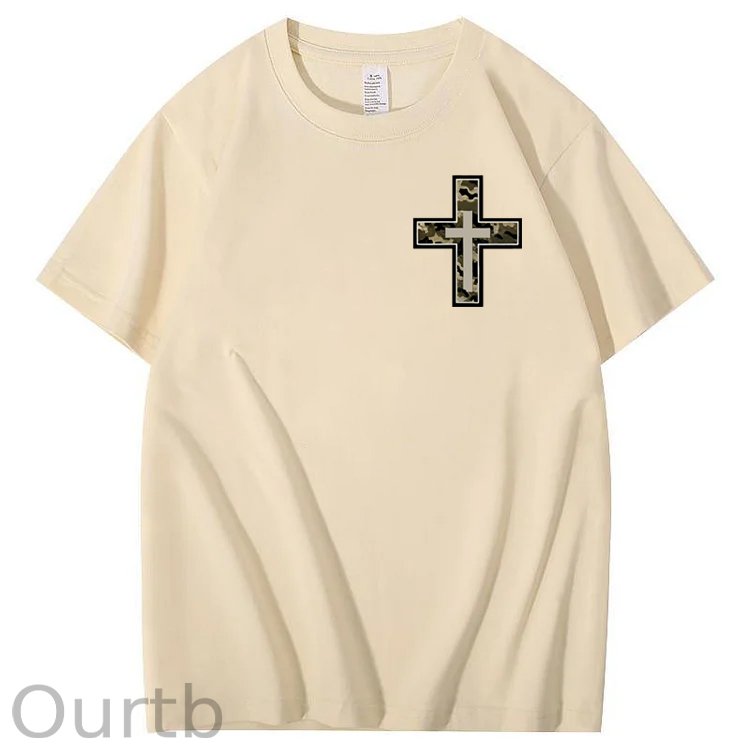 Camo Cross Antlers Faith 100% Cotton T-Shirt