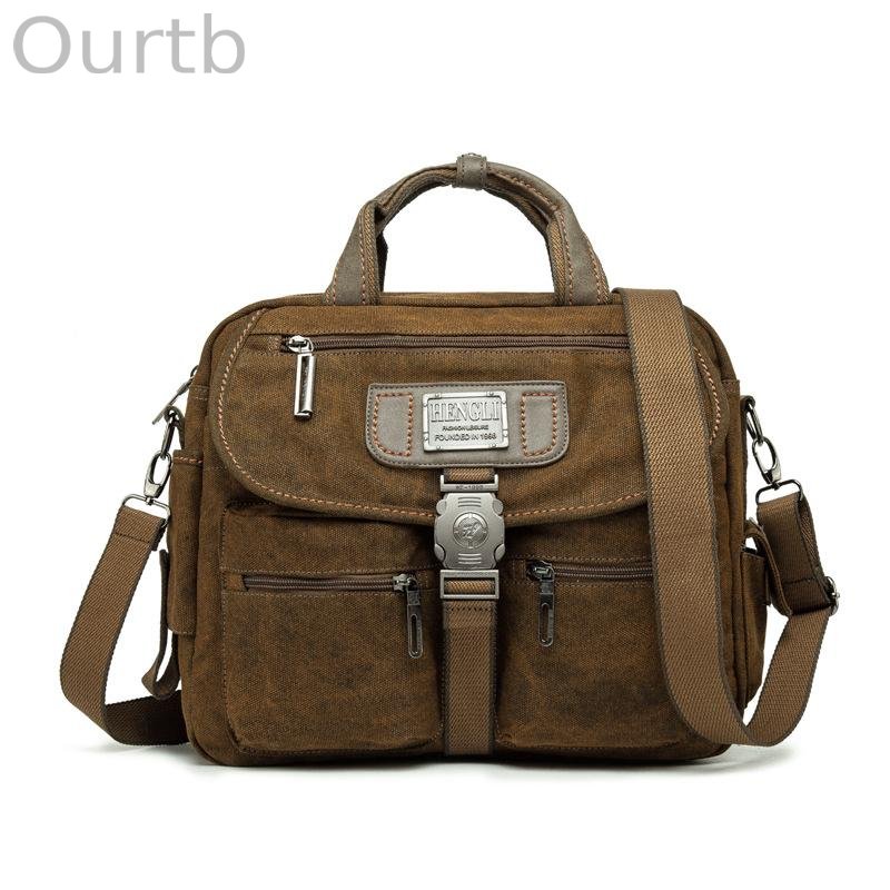 Men's Retro Large-capacity Crossbody Portable Canvas Bag 01198229U