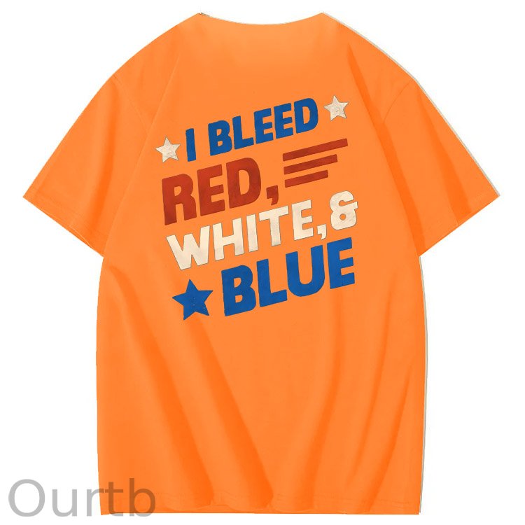 I Blessed Red White & Blue Pattern 100&Cotton Print T-Shirt