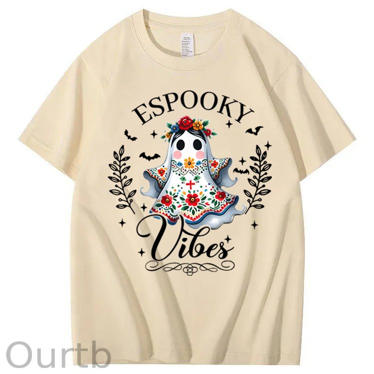 Halloween Espooky Vibes Mexican Boo Ghost 100% Cotton T-Shirt