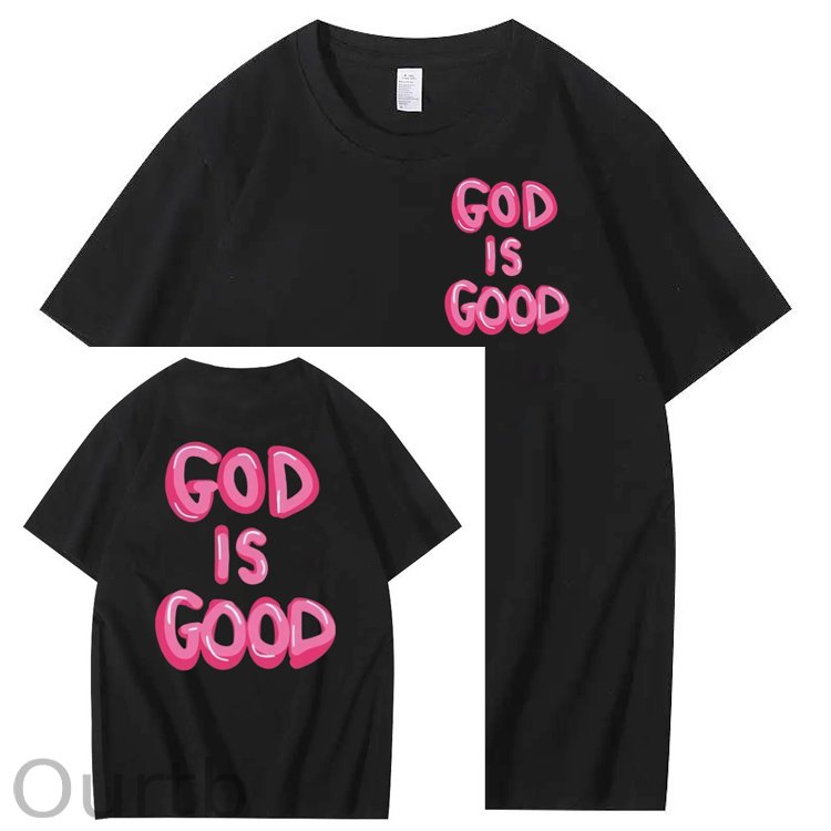 God Is Good Pattern  Print 100%Cotton T-Shirt