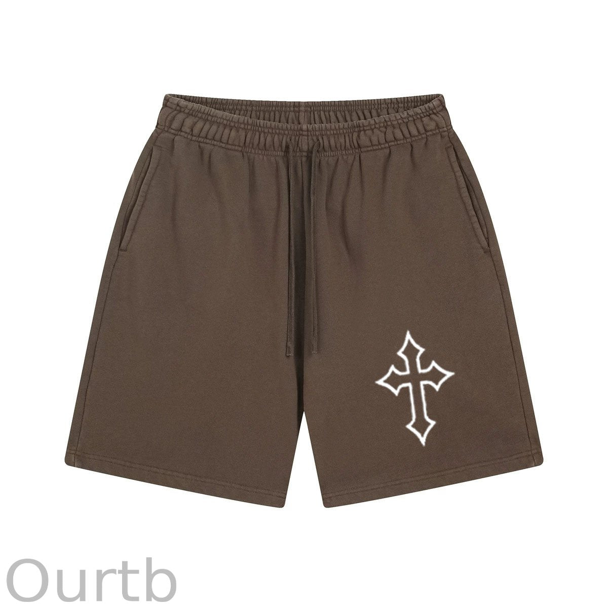 Hollow Cross Pattern Print Craft Shorts Pants