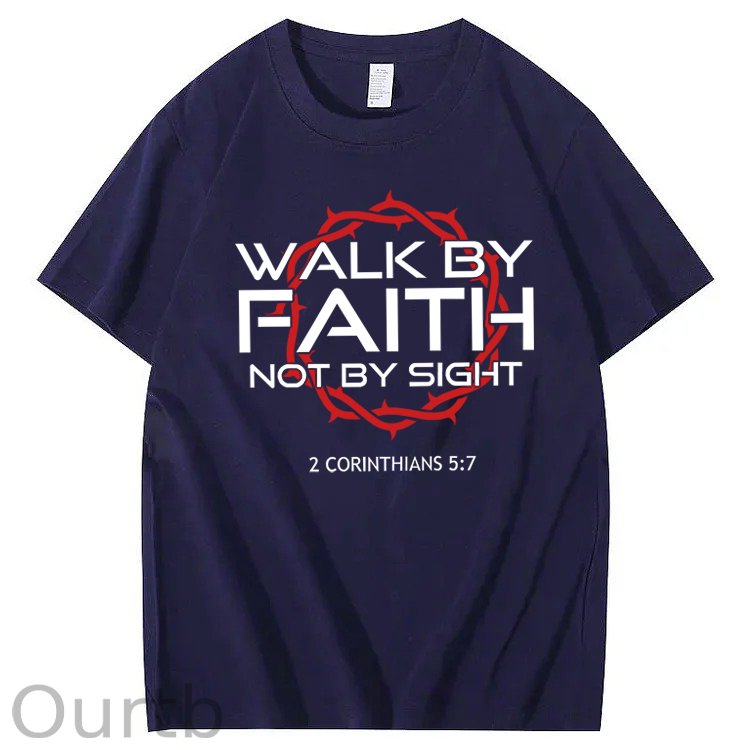 Jesus Walk By Faith Christian 100% Cotton T-Shirt