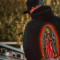 Praying Goddess Letter Graphic Black Print Hoodie