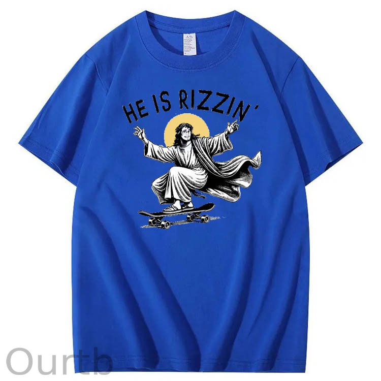 He is Rizzin' Funny Pattern Print Crew Neck T-Shirt