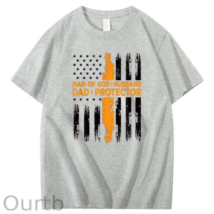 Man Of God+Husband+ Protector Pattern 100% Cotton T-Shirt