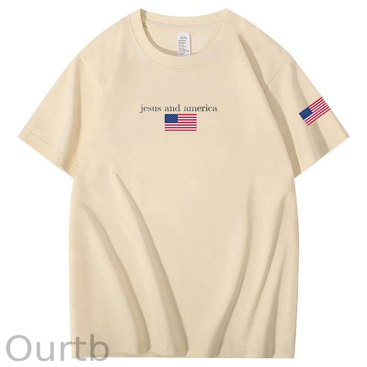 Jesus And America Pattern Print T-Shirt