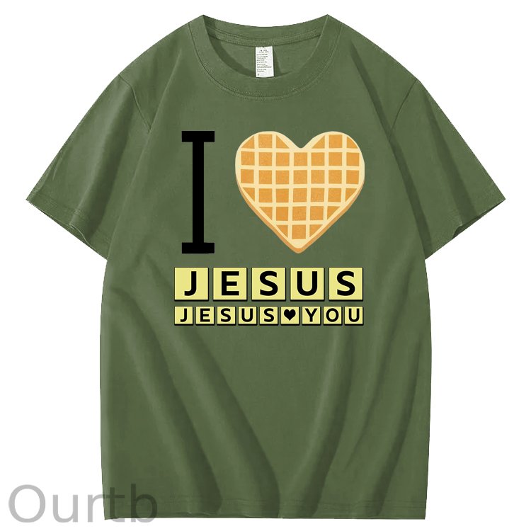 I Love Jesus Jesus Love You Waffle 100% Cotton T-Shirt