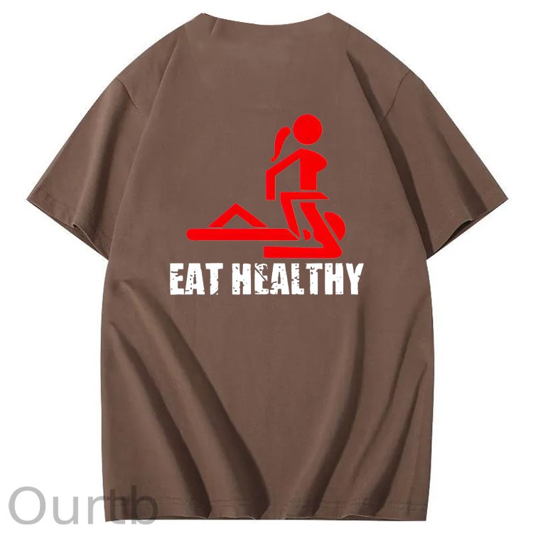 Eat Healthy Pattern  Print 100%Cotton T-Shirt