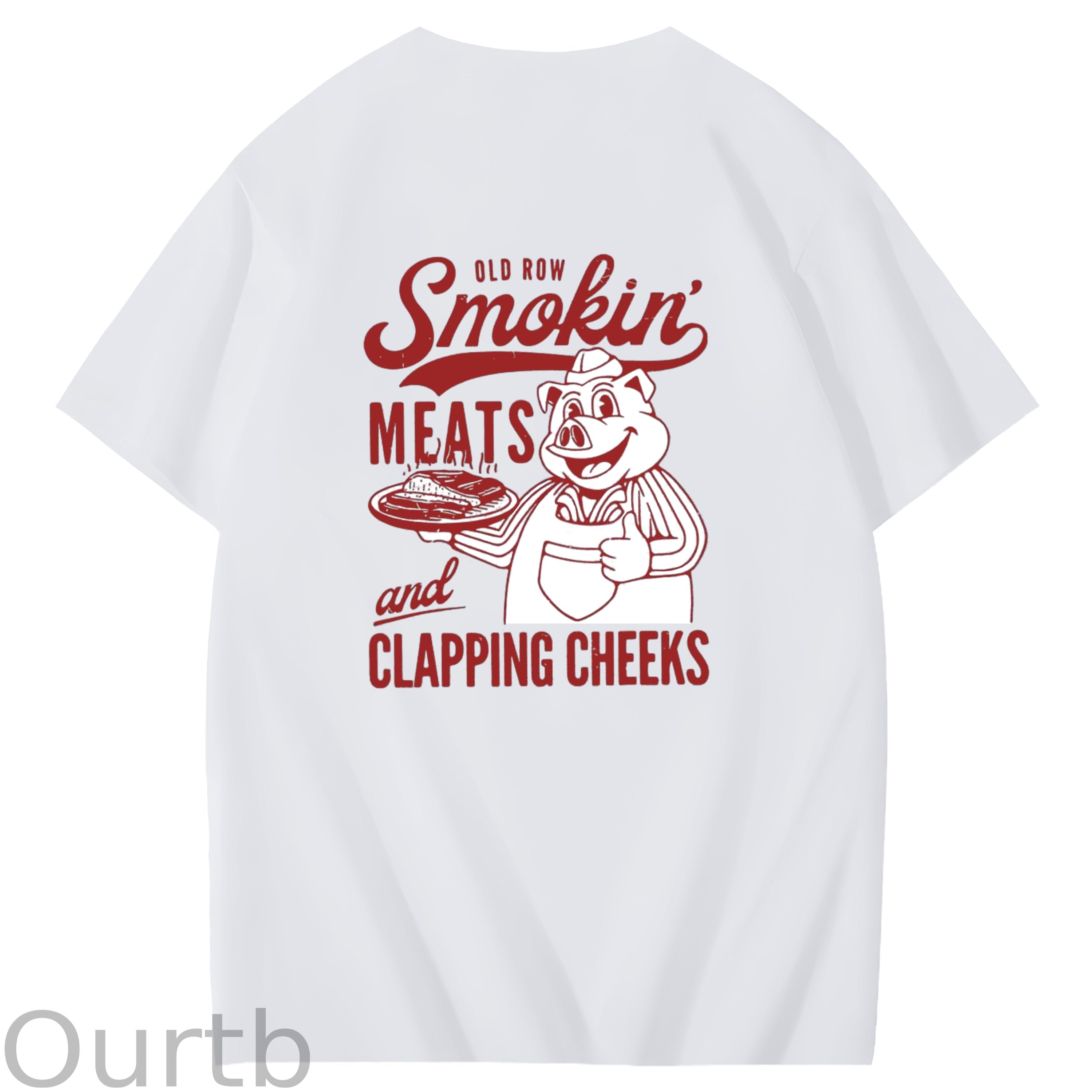 Old Row Smokin Meats And Clapping Cheeks Art Pattern Print T-Shirt