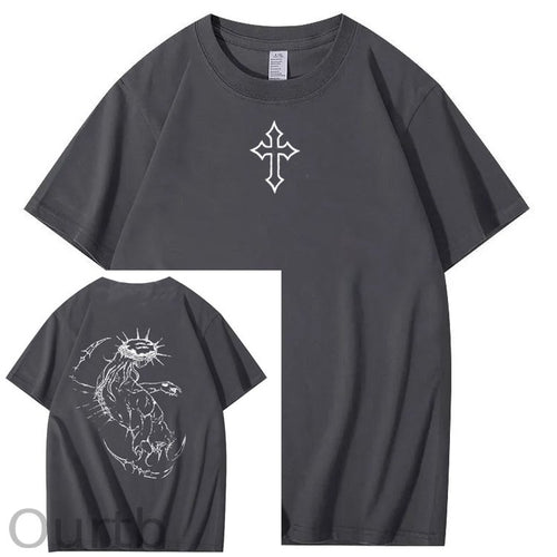 Dark Wind Faith Theme Pattern Print Crew Neck T-Shirt