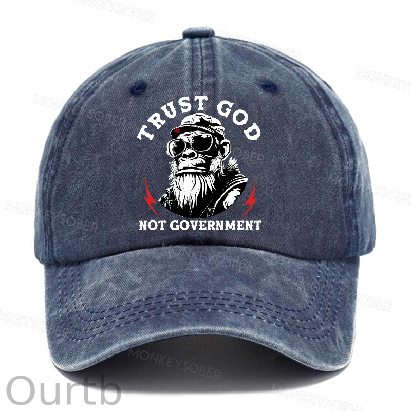 Trust God Not Government Washed Baseball Caps