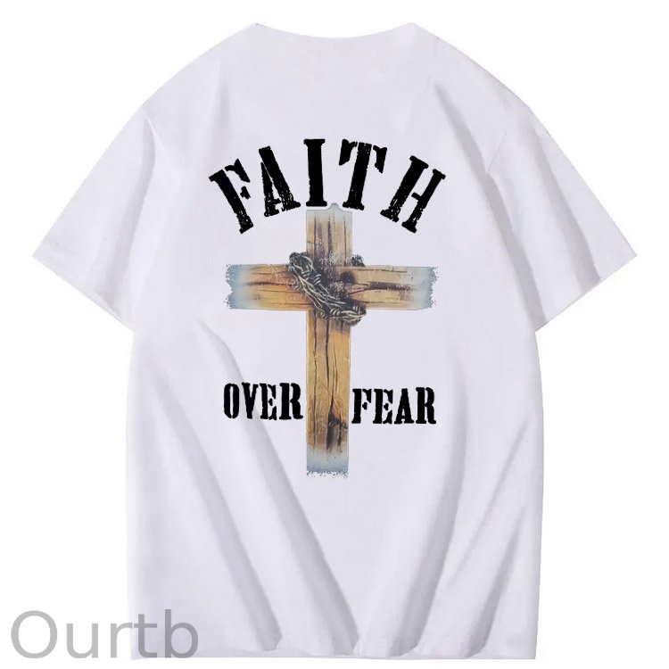 Faith Over Fear  Pattern Print 100%Cotton T-Shirt