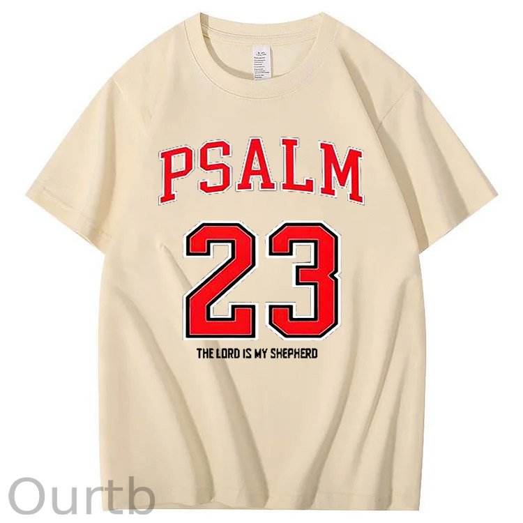 Psalm 23 The Load Is My Shepherod  Pattern Print 100%Cotton T-Shirt