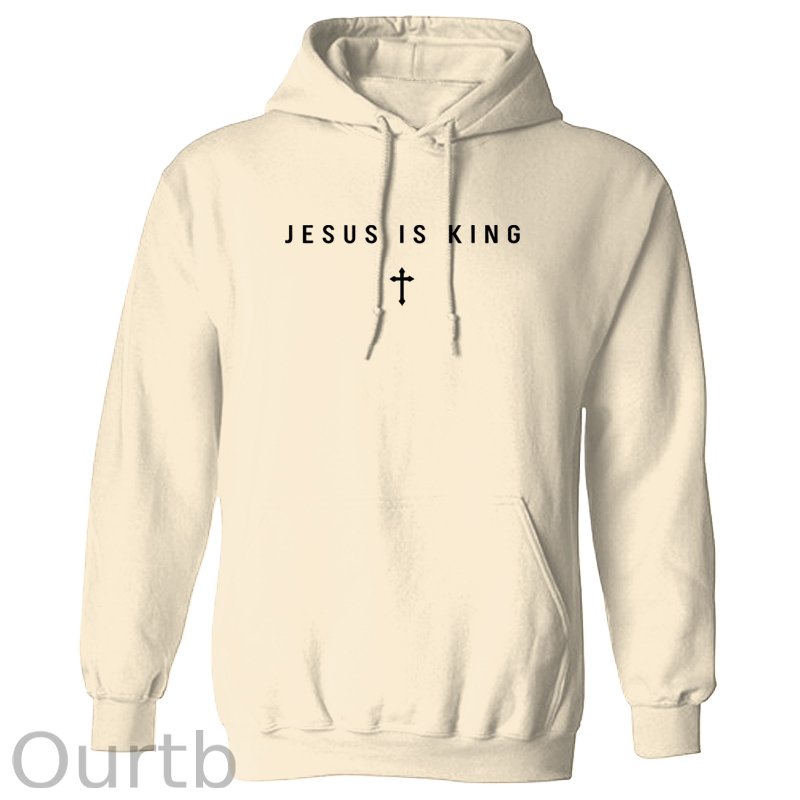 Jesus Is King Cross Graphic Cotton Hooded Sweatshirt