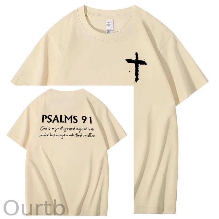 Psalms 91 Pattern 100&Cotton Print T-Shirt