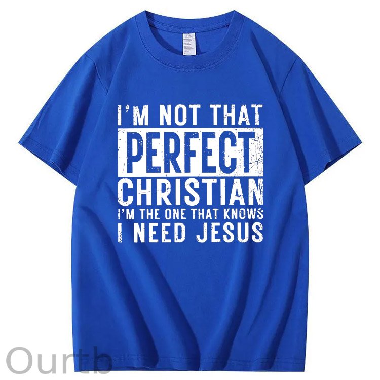 I Need Jesus  Pattern Print 100%Cotton T-Shirt