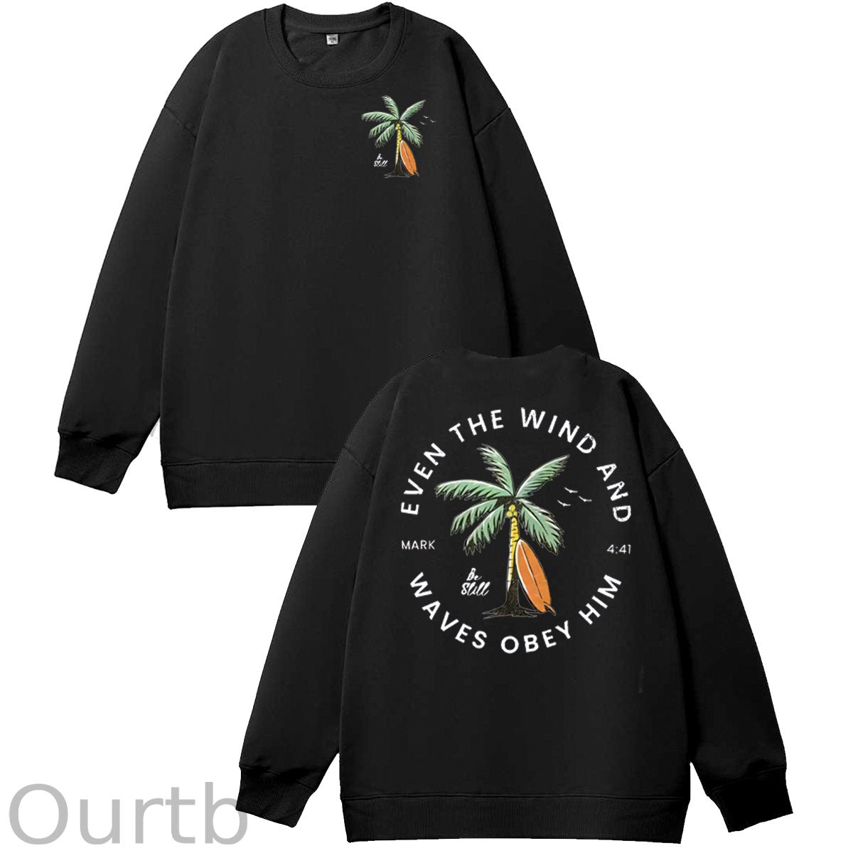 Be Still  Pattern 100% 300g CottonCrew Neck Sweatshirt (High Quality Version)