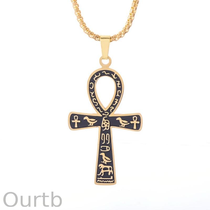Vintage Casual Egyptian Symbol Cross Necklace 64269219TO