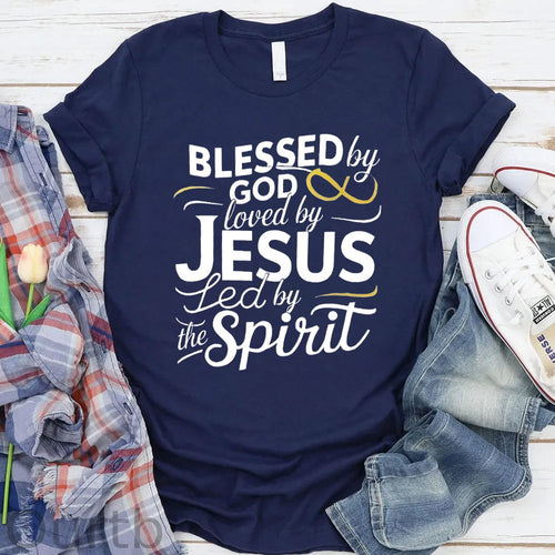 Blessed God Love By Jesus Led By The Spirit  Pattern Round-Neck T-Shirt