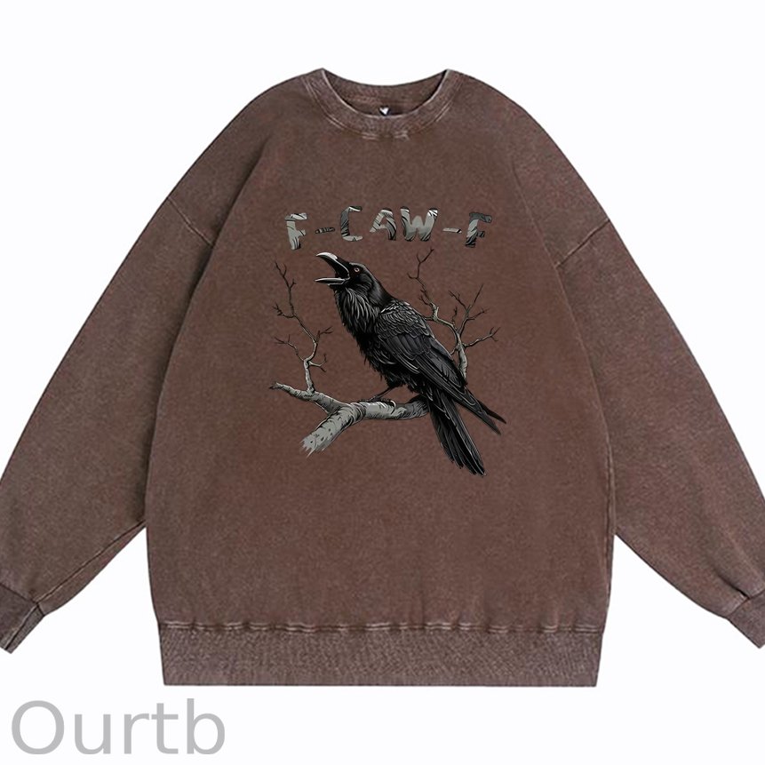 F-Caw-F Crow Cotton Washed Long Sleeve Sweatshirt/Shirt