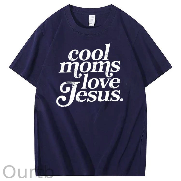 Cool Moms Love Jesus  Pattern 100% Cotton T-Shirt