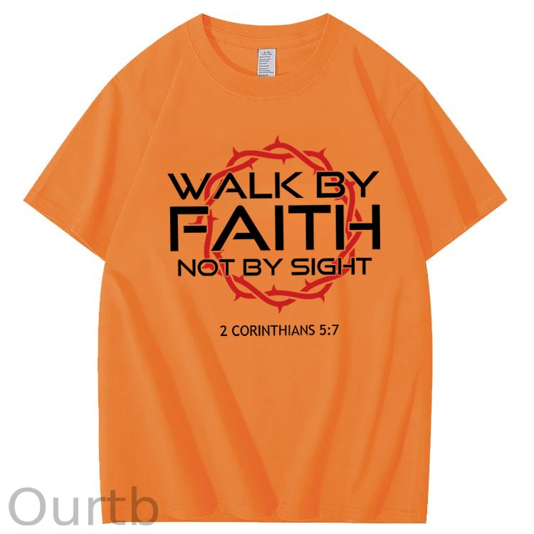 Jesus Walk By Faith Christian 100% Cotton T-Shirt
