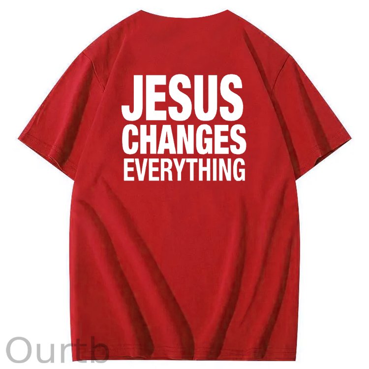 Jesus Changes Everything Pattern Print Crew Neck T-Shirt
