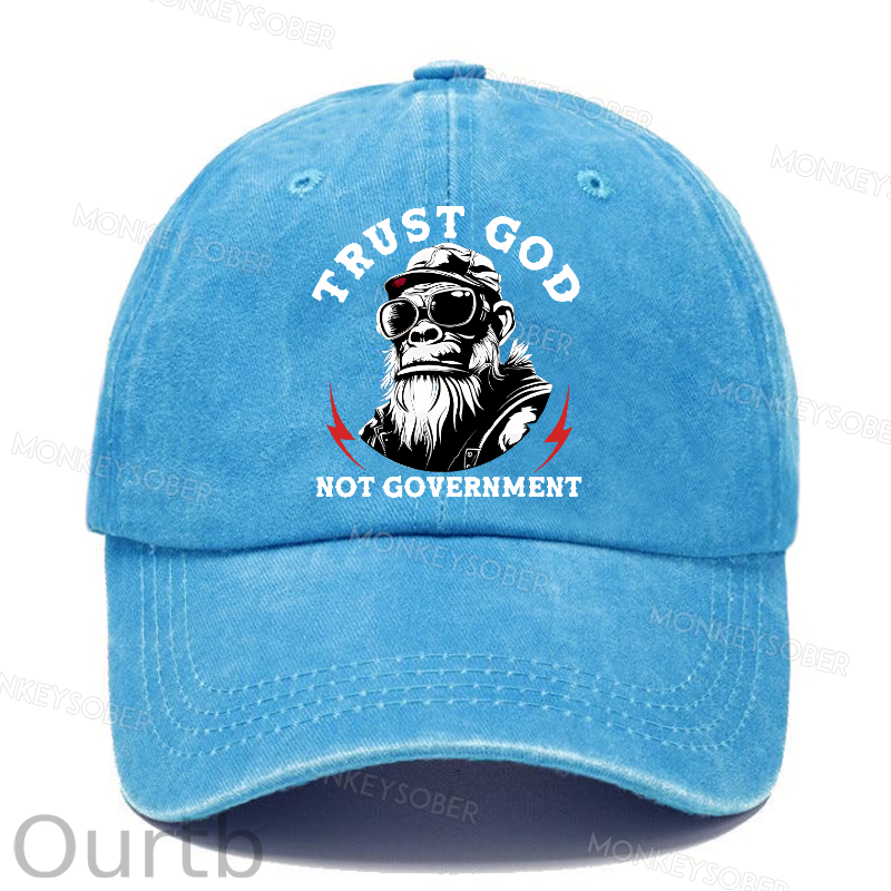 Trust God Not Government Washed Baseball Caps