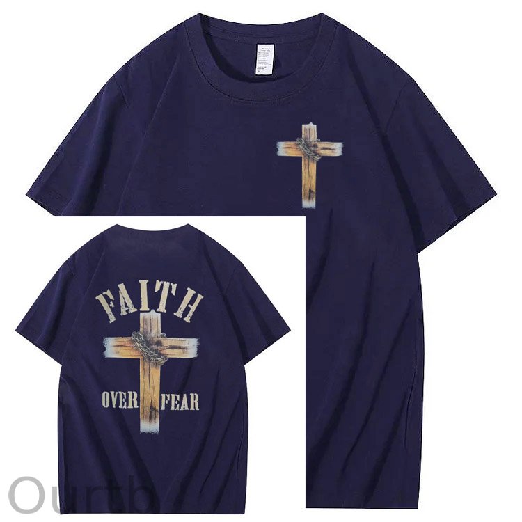 Faith Over Fear  Pattern Print 100%Cotton T-Shirt