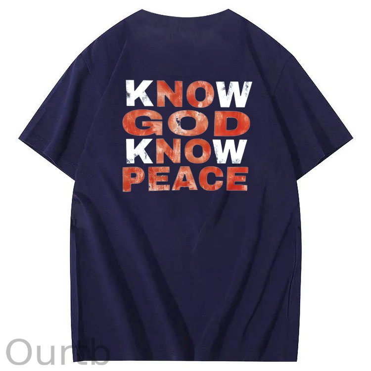 Know God Know Peace Pattern  Print 100%Cotton T-Shirt