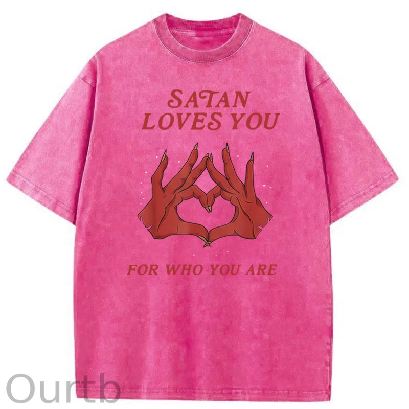 Satan Loves You Washed Cotton T-Shirt