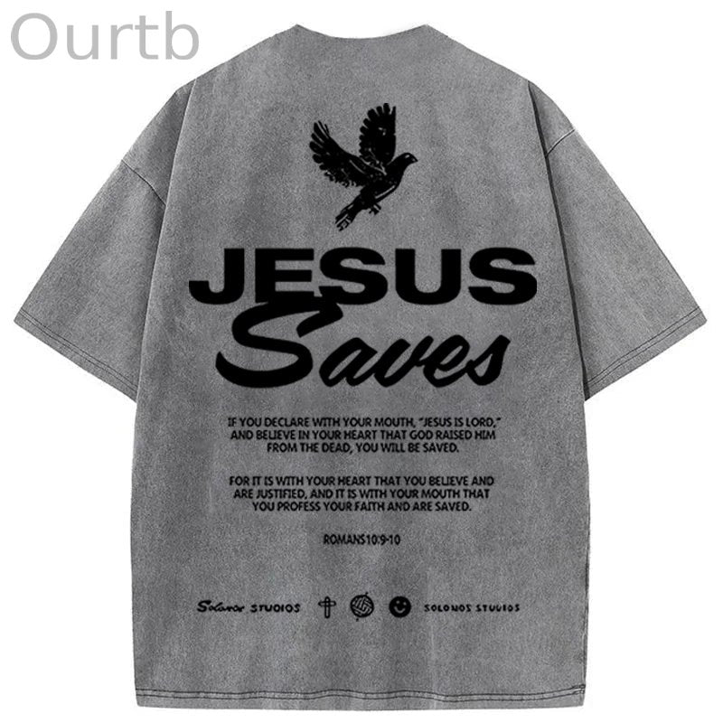 Jesus Saves Washed Cotton T-Shirt