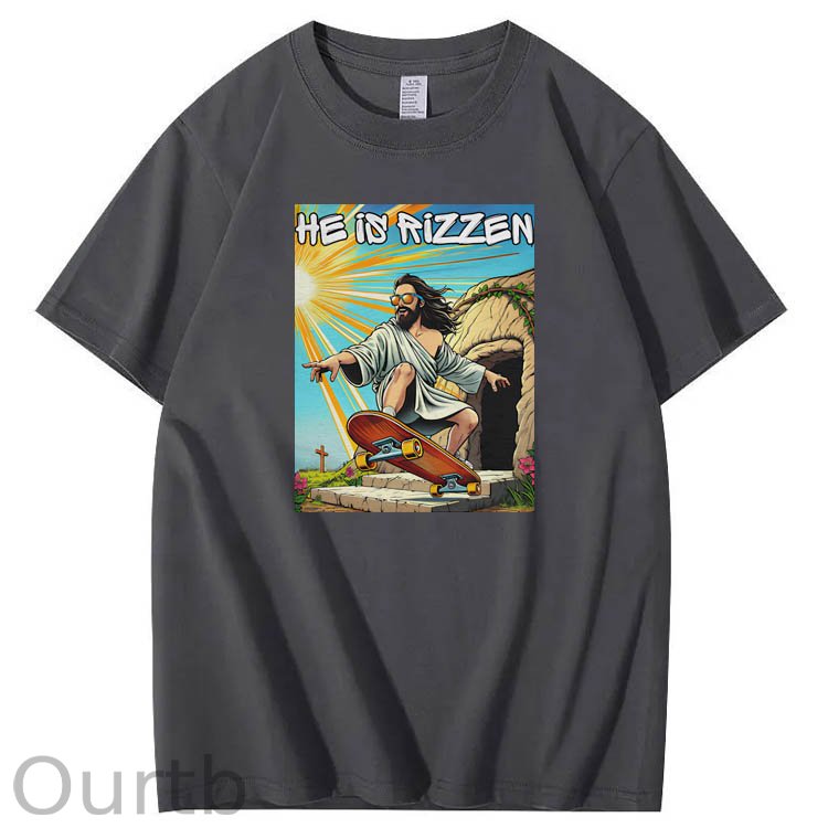 He is Rizzin Funny Cool Pattern Print Crew Neck T-Shirt