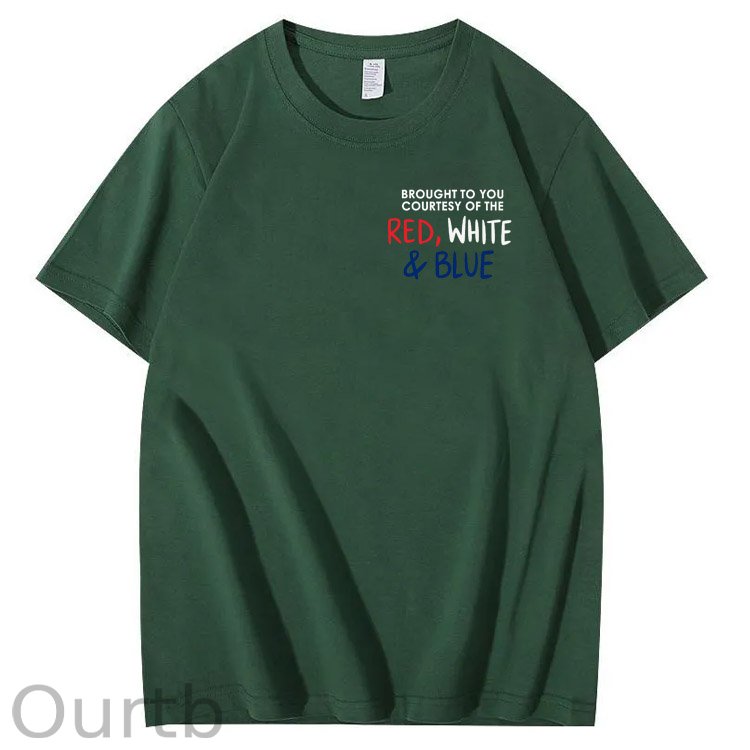 Red White And Blue  Pattern Print 100%Cotton T-Shirt