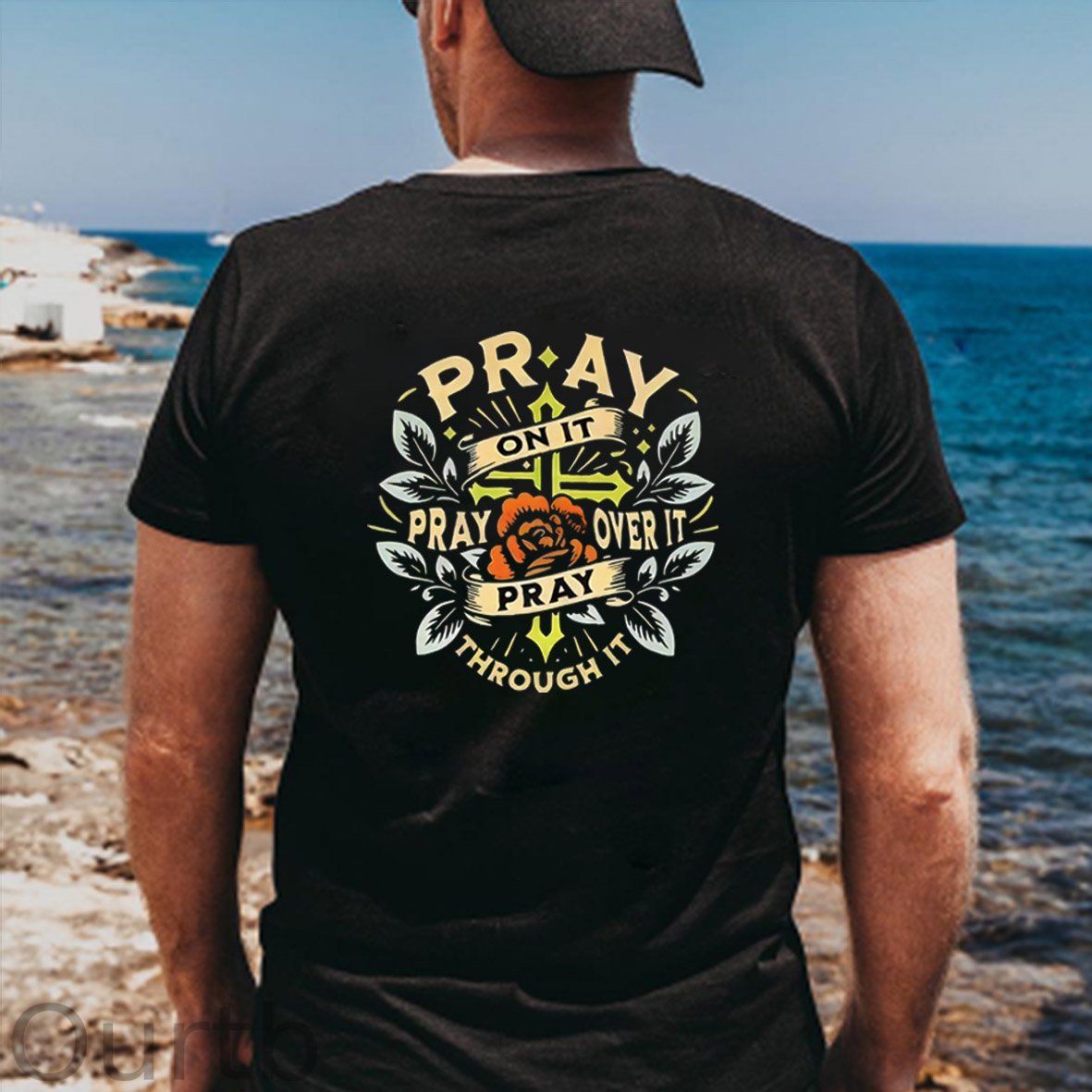 Pray Pattern Print 100%Cotton T-Shirt