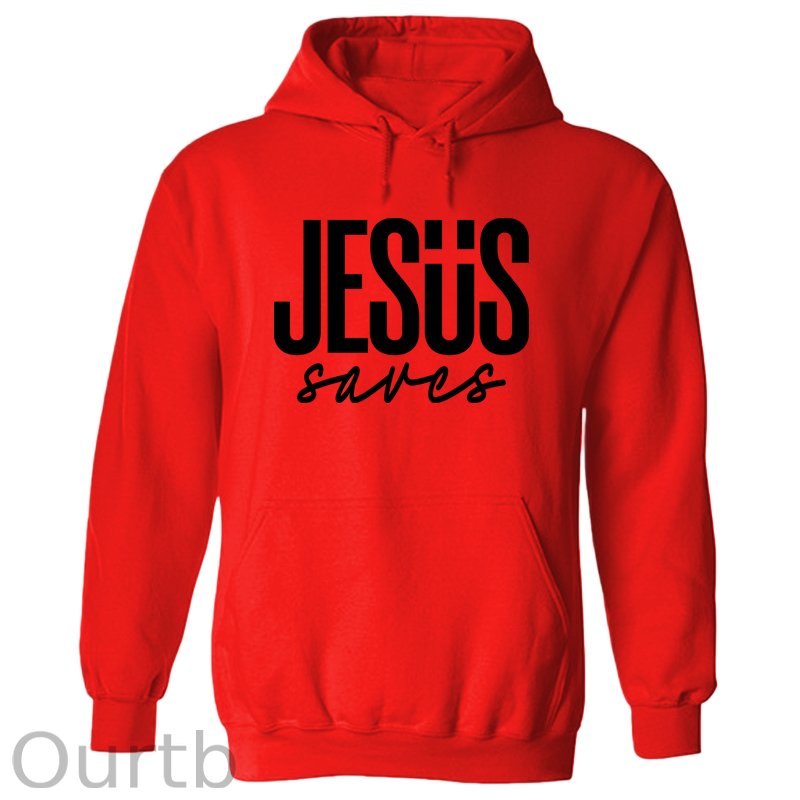 JESUS saves Cotton Hooded Sweatshirt