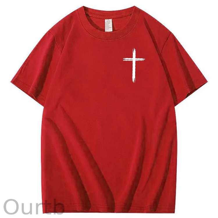 Jesus Died For Me Now I Live For Him Pattern Crew Neck T-Shirt
