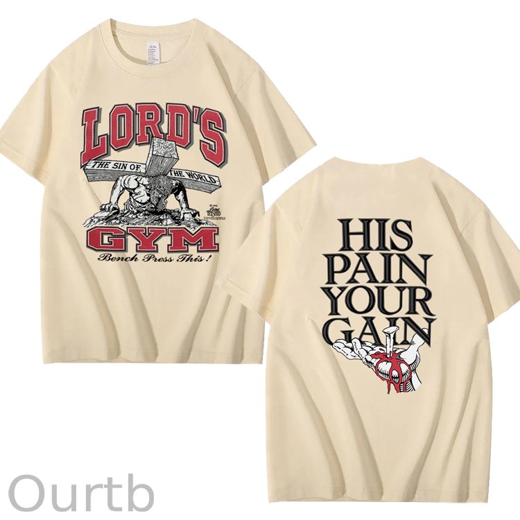 Vintage 1990s Lord's GYM His Pain Your Gain Jesus 100% Cotton T-Shirt