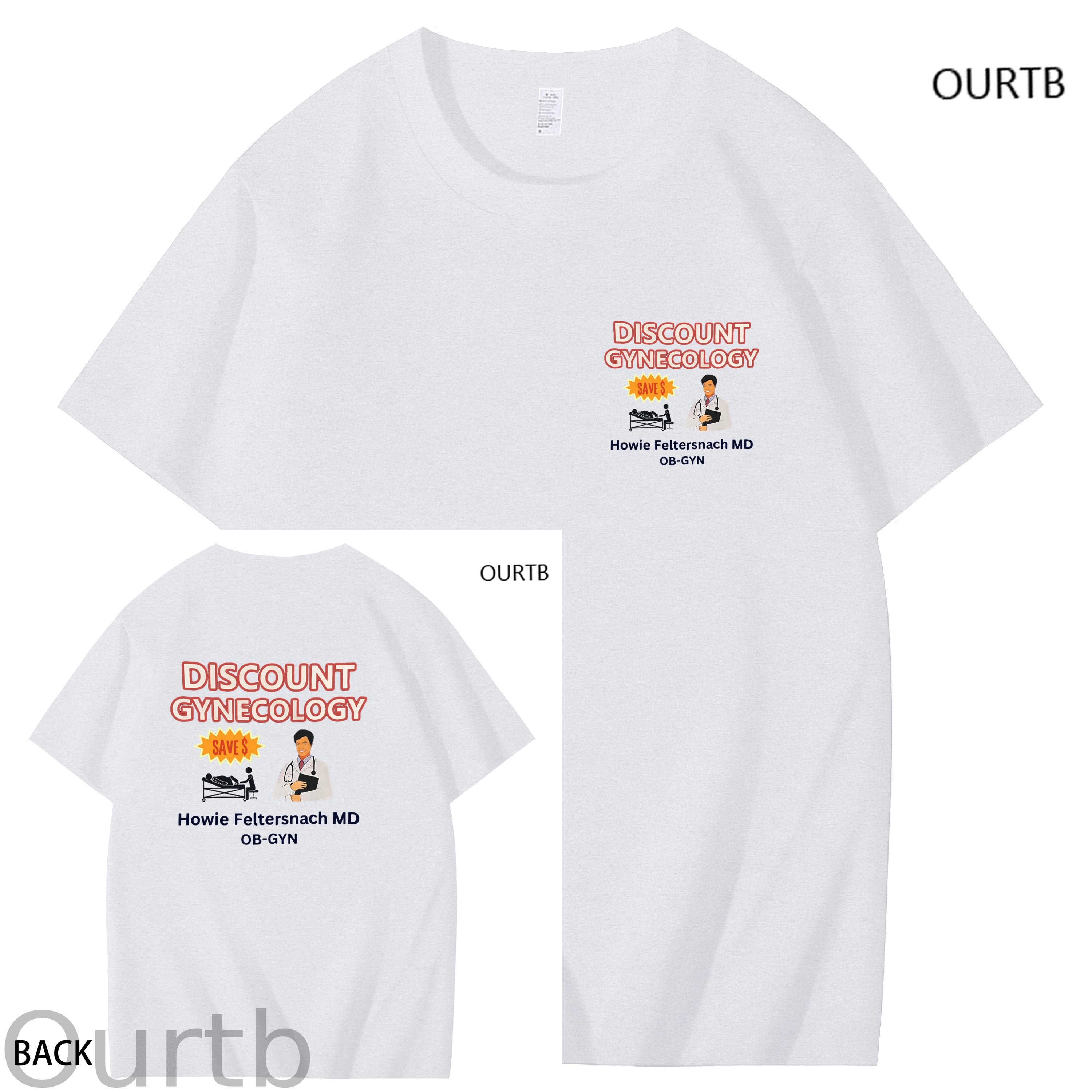 Discount Gynecology Howie Feltersnach MD OB-GYN Art Pattern Print T-Shirt